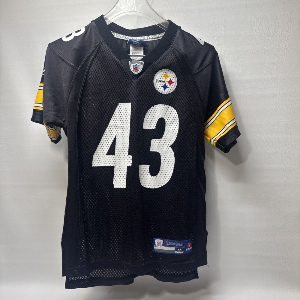Reebok On Field Pittsburgh Steelers Troy Polamalu Black Jersey Boys M (10-12)